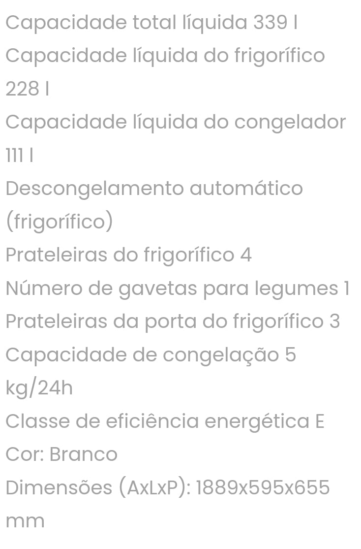 Frigorifico combinado Indesit 339lt*